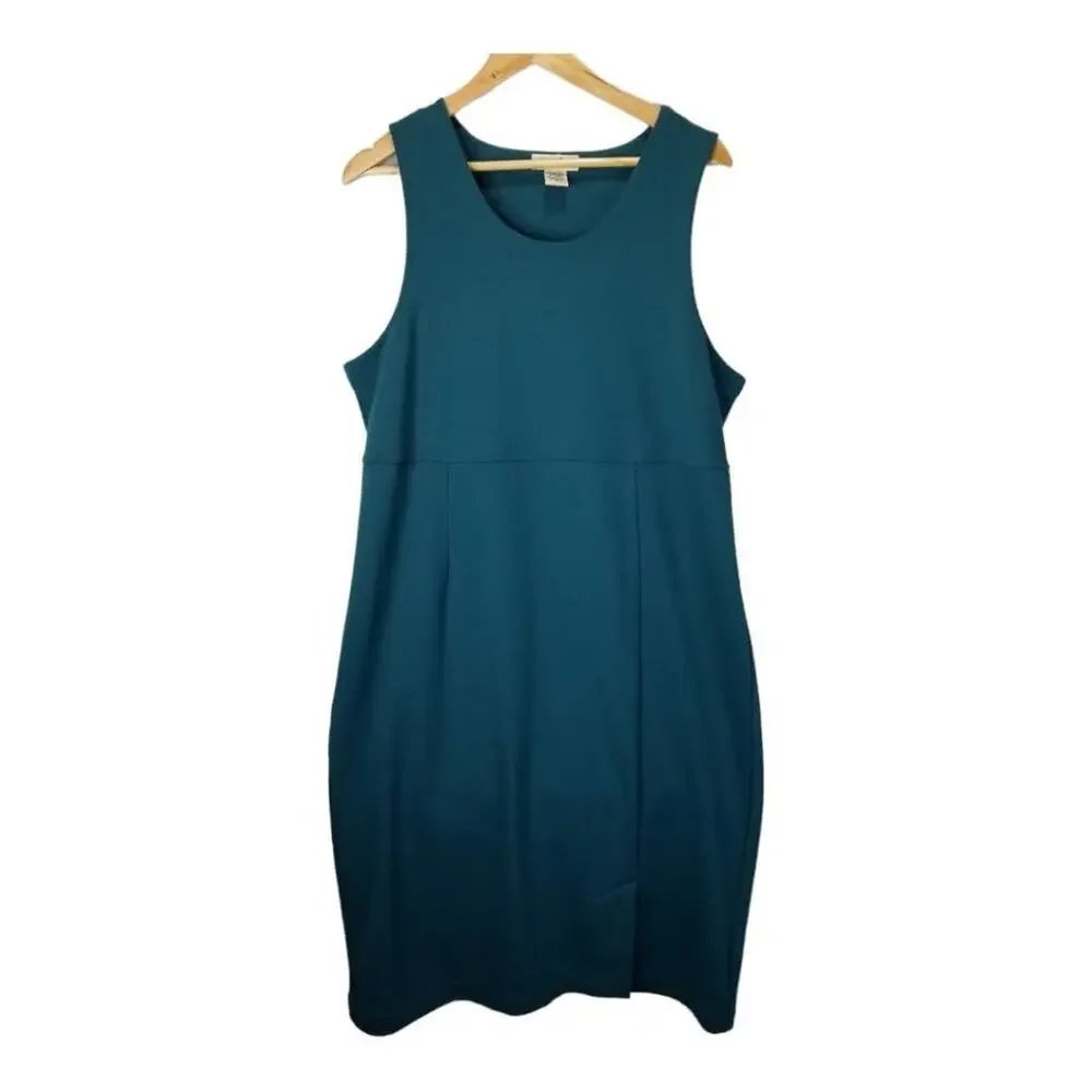 Eddie Bauer Dress Medium Sleeveless Tank Dress Midi Teal - Picture 1 of 8